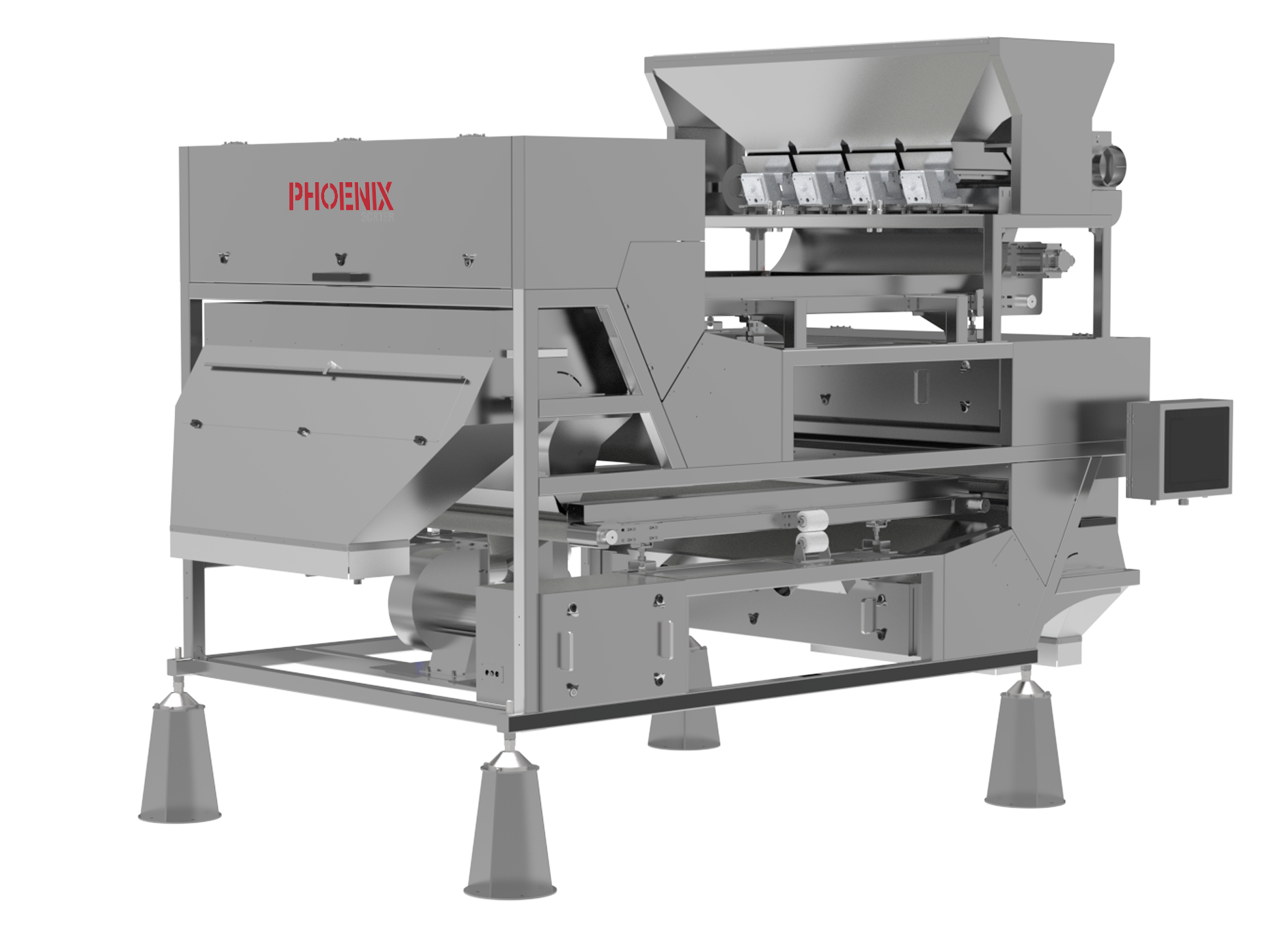 AI Hazelnut Sorter with Dual-Belt & Food-Grade Design
